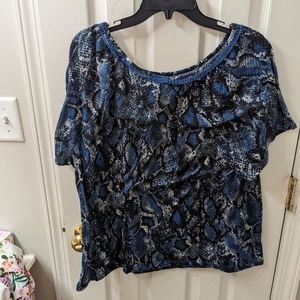 Kim Rogers short sleeve shirt, blue and black,white, light weight